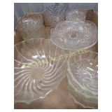 clear glass salad bowl w small bowls pedestal