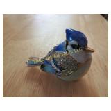 jeweled blue jay bird opening trinket box
