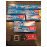 8 tubes new Crest toothpaste 2 brushes