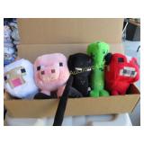 5 Mine Craft plush gaming figures