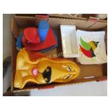 plastic dog bank ceramic tug boat pepper dish