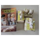 3 Precious moments ornaments figure & Book