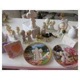 assorted Precious moments plates figures frame