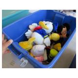 covered tote w Disney plush animals Donald Mickey