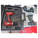 skil drill Ryobi W flashlight w case of  bits
