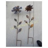 2= 4' metal rusty garden flowers