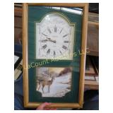Ingraham framed shadow box style deer clock