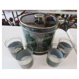 ice bucket w 4 matching rocks glasses gold accents