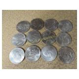 12 Bicentennial Eisenhower Dollars Coins 1776-1976