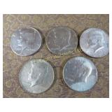 5 Kennedy Halves Half Dollars 2-1966 3-1965 silver