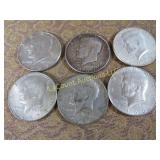 6 Kennedy Halves Half Dollars all 1967 silver