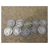 10 Mercury Silver Dimes