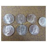 7 Kennedy Halves Half Dollars all 1969 Silver
