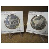 2 Cat Coins From Isle of Mann Norwegian & Bobtail