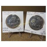 2 Cat Coins From Isle of Mann Turkish & Longhaired