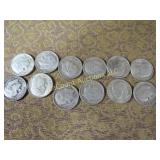 12 Roosevelt Silver Dimes