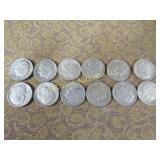 12 Roosevelt Silver Dimes