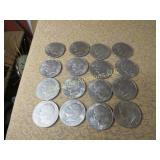 16 Eisenhower Dollars Coins all 1972