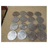 16 Eisenhower Dollars Coins all 1972
