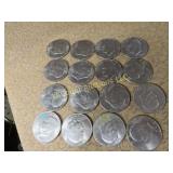 16 Eisenhower Dollars Coins 1972 1977 1978