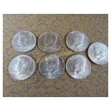 7 Kennedy Halves Half Dollars all 1969 silver