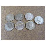 7 Kennedy Halves Half Dollars all 1968 silver