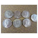 7 Kennedy Halves Half Dollars all 1968 silver