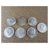 7 Kennedy Halves Half Dollars 6 1968 1-1969 silver