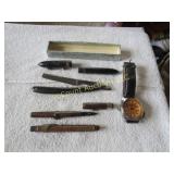 Fountain pen w glass tip razor mens Everlast watch