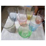 vintage color fade colored drinking glasses