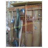 fishing poles welding helmet cooler misc