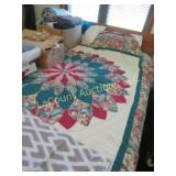 Queen size bed headboard mattress bedding