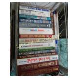 milk crate w assorted medical healing books