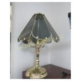 brass and smoke glass lamp