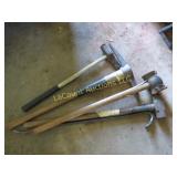 pick axe sledge hammers crow bar