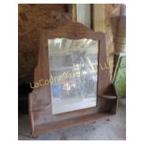 vintage wood mirror shelf unit