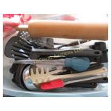 wood rolling pin assorted kitchen utensils