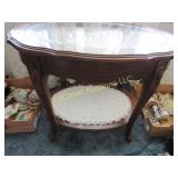 small oval glass top side end accent table