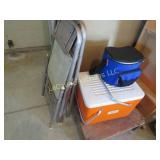 2 folding chairs cooler small cooler bag