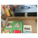 5 game set money box calculator pencils