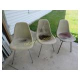3 vintage Herman Miller fiberglass chairs rough