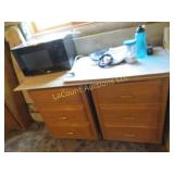 2 drawer cabinets & small microwave oven