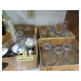 3 boxes glassware some beer metal stemware