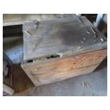 large wood trunk storage box w lid