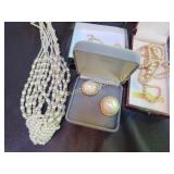 assorted pearls necklaces earrings