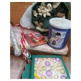 4 boxes Christmas balls ornaments tin wreath