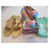 new girls glittery shoes frog shirt womens sandals