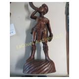 large wood carved figure w horn
