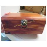 wood trinket jewelry box w lion latch