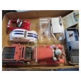 assorted model cars VW fire truck pickup trailer